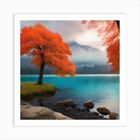 Autumn Trees By The Lake Art Print