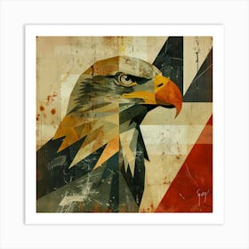 Abstract Paper Collage Style Eagle Art Print