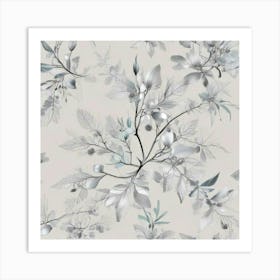 Silver Leaves Art Print