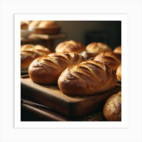 Bread On A Wooden Cutting Board Art Print