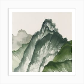 Japanese Watercolour Of Mount Nikko Shirane 4 Art Print