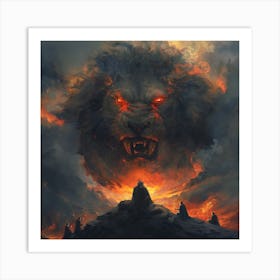 Lion in the Night Sky Art Print