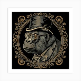 Gorilla In Top Hat Art Print