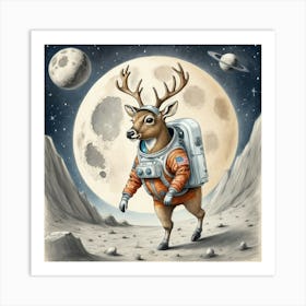 Astronaut Deer 4 Art Print