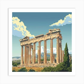 A Temple Of Olympian Zeus In Athens Vector Desig 1720009328 3 Art Print