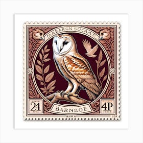 Barn Owl vintage stamp Art Print