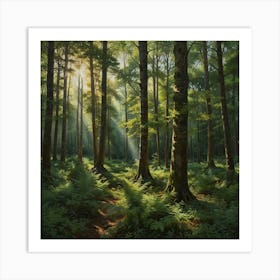 Rays Of Light In The Forest 1 Art Print