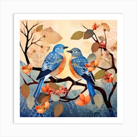 Bird In Nature Eastern Bluebird 1 Art Print