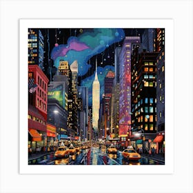 New York City At Night 2 Art Print