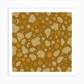 A Pattern Featuring Amoeba Like Blobs Shapes With Edges, Flat Art, 124 Art Print