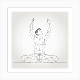 Man In Yoga Pose Drawing Art Print