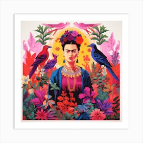 Frida Kahlo and Birds Art Print