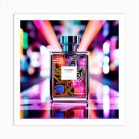 Perfume Bottle With Neon Lights Art Print