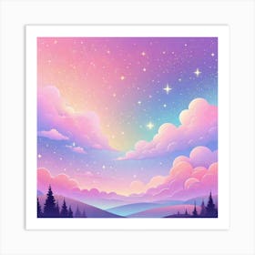 Sky With Twinkling Stars In Pastel Colors Square Composition 131 Art Print