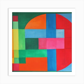 Watercolor Abstract Painting, Vibrant Geometric Color Art, Modern Contemporary, Pastel, Pop of Colors, Retro Vibe Art Print