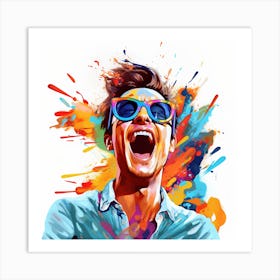 Colorful Man In Sunglasses 1 Art Print