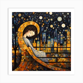 Lady In The Night Park Art Print