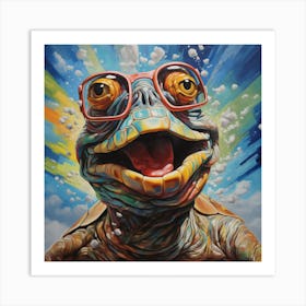 Turtle With Glasses Art Print