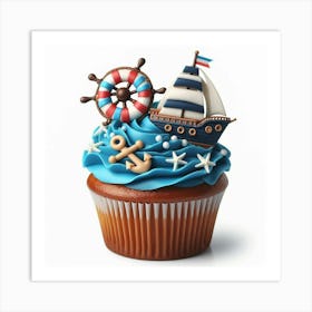 Cupcake With A Ship Art Print