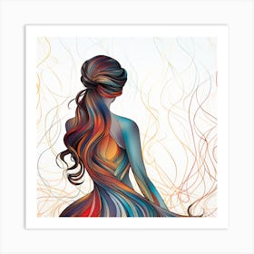 Woman With Colorful Hair 14 Art Print