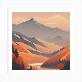 Misty mountains background in orange tone 10 Art Print