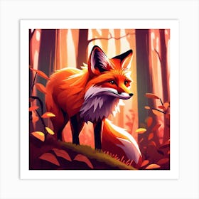 Fox In The Forest 13 Art Print