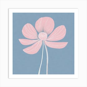 A White And Pink Flower In Minimalist Style Square Composition 256 Art Print