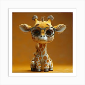 Cute Giraffe With Glasses Art Print