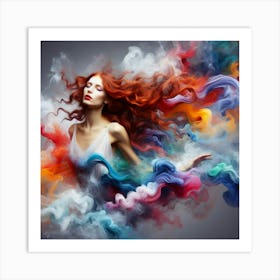 Beautiful Woman With Colorful Hair 2 Art Print