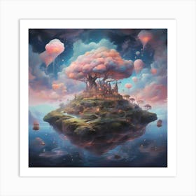 A fantastical dreamscape, optimistic painting Art Print