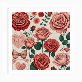 Valentine'S Day Roses Art Print