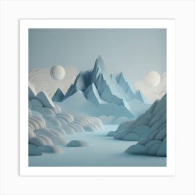 Firefly An Illustration Of A Beautiful Majestic Cinematic Tranquil Mountain Landscape In Neutral Col (54) Art Print