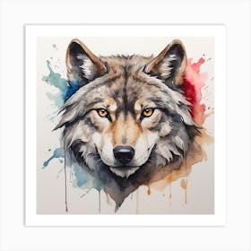 Wolf Watercolor Painting Art Print