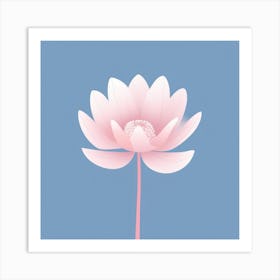 A White And Pink Flower In Minimalist Style Square Composition 321 Art Print