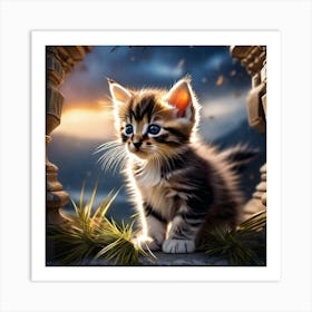 Kitten At Sunset Art Print