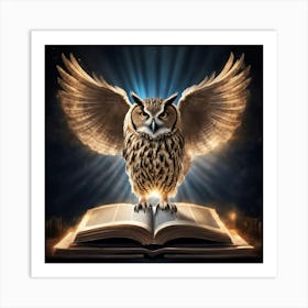 Owl On Book 1 Art Print