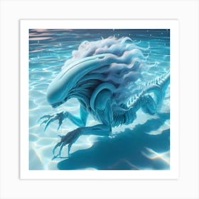 Alien Creeping Under Water Art Print