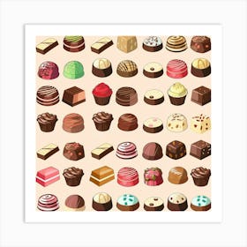 Sweets And Chocolates Seamless Pattern Art Print