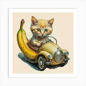 Cat In A Car 2 Art Print