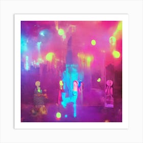 Plup Fiction - Neon Lights In The Sky Art Print