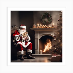 Santa Claus Eating Cookies 15 Art Print