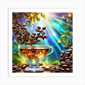 Coffee Cup With Coffee Beans 1 Art Print