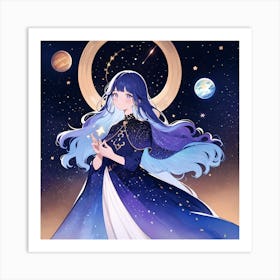 Anime Girl In Space Art Print