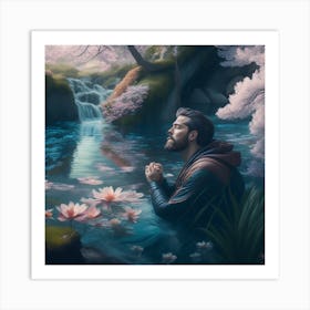 Man Praying In The Water Art Print