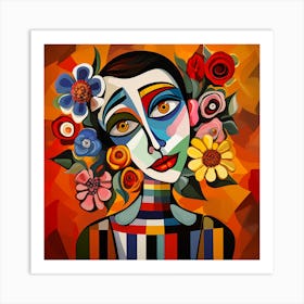 Woman With Flowers 3 Art Print