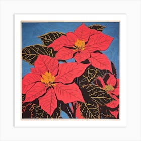 Poinsettia 2 Pop Art Illustration Square Art Print