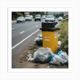 Garbage Bins On The Side Of The Road Art Print