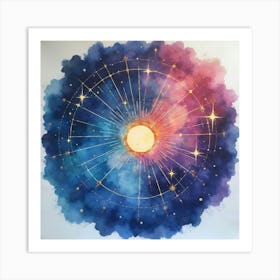 Watercolor Cosmic Art With Ethereal Star Patterns 1 Art Print