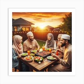 Muslim Family Having Dinner Art Print