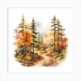 Watercolor Of Autumn Forest 5 Art Print